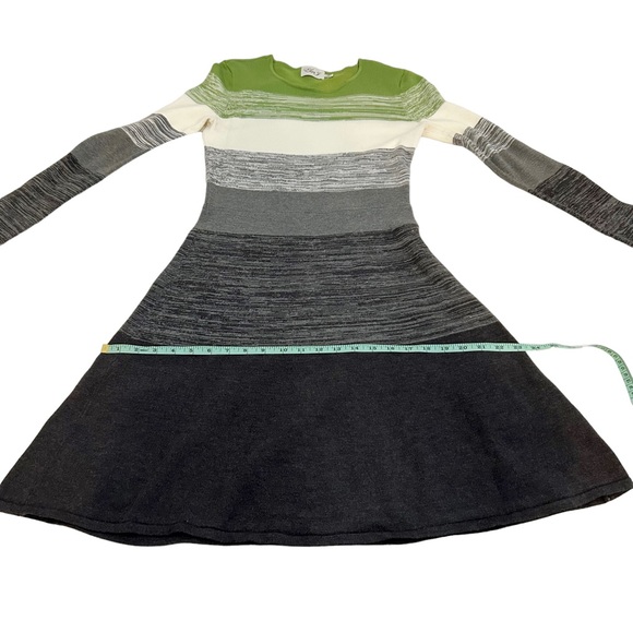 Eliza J Multicolor Stripe Knit Long Sleeve Fit & Flare Sweater Dress, Size Small - Picture 6 of 11